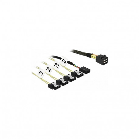 DeLock Mini SAS HD SFF-8643 > 4 x SATA 7 Pin + sideband 1 m metallist