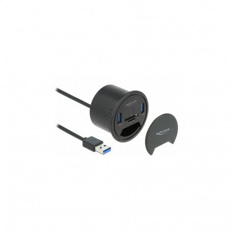 "2 Port Tisch-Hub 2 x SuperSpeed USB Typ-A und Card Reader für SD und Micro SD"