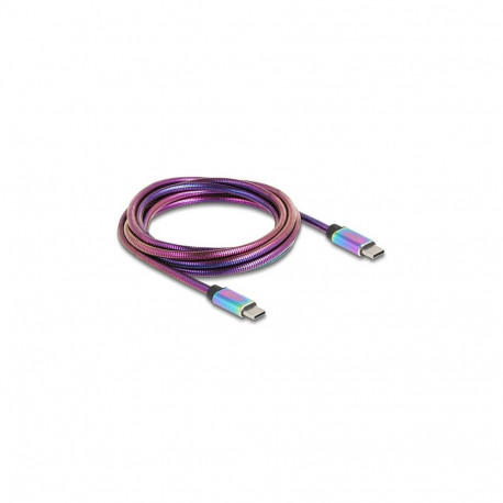 "USB 2.0 Kabel USB Type-C™ Stecker zu Stecker mit Metallmantel irisierend PD 3.0 60 W 2 m"