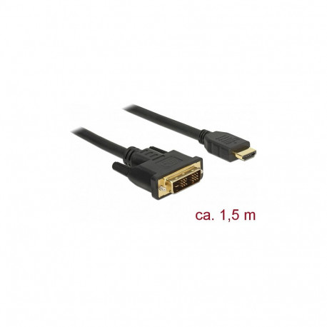 Delock DVI 18+1 pistik - HDMI-A pistik kaabel, 1.5 m, must