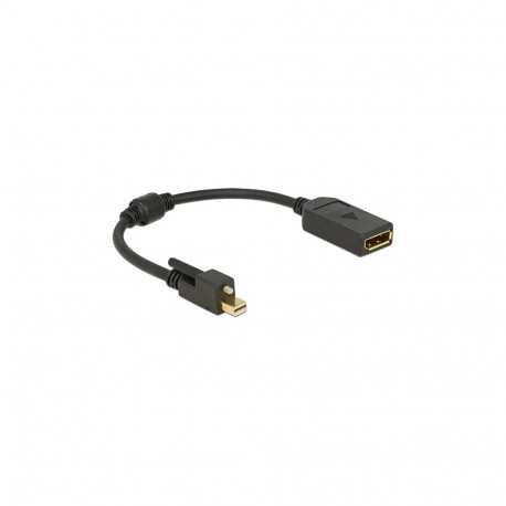 "DELOCK Adapterkabel mini Displayport 1.2 Stecker mit Schraube >Displayport Buchse 25cm schwarz 4K"