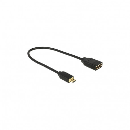 "DELOCK Kabel HDMI Micro D Stecker > HDMI A Buchse High Speed with Ethernet 3D 4K 20cm Premium Slim"