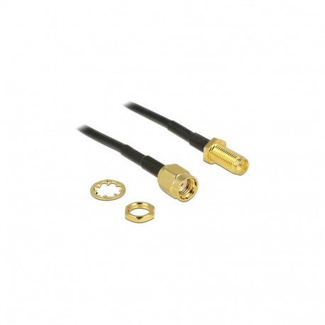"DELOCK HF RP-SMA Stecker > RP-SMA Buchse zum Einbau 200mm"