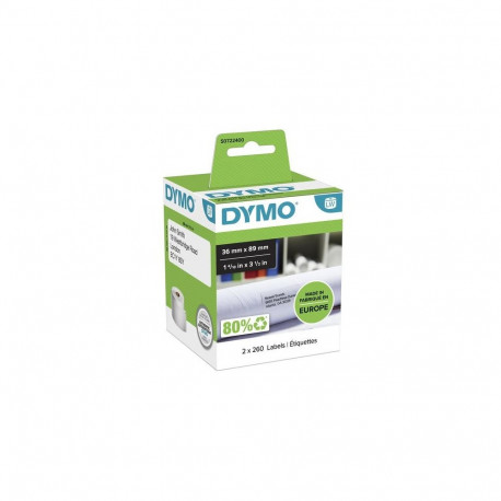 DYMO Authentic LabelWriter Large Address Labels | 36 mm x 89mm | Self-Adhesive | 2 Rolls of 260 (520