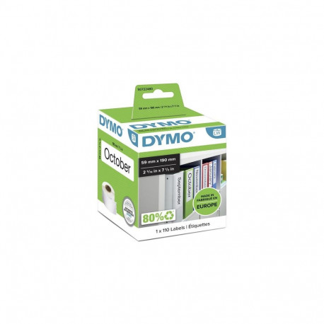 DYMO Authentic LabelWriter Lever Arch File Labels | 59 mm x 190 mm | Self Adhesive | Roll of 110 Eas
