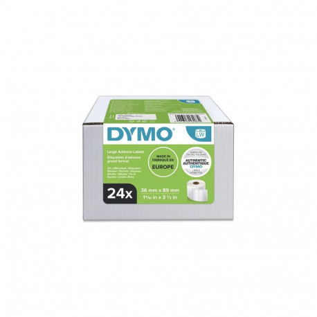 DYMO Authentic LabelWriter Large Address Labels | 36mm x 89mm | 24 Rolls of 260 Easy-Peel Labels (62