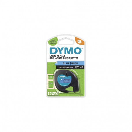 DYMO Branded LetraTag Plastic Labels | 12 mm x 4 m Roll | Black Print on Blue Labels | MultipurposeS