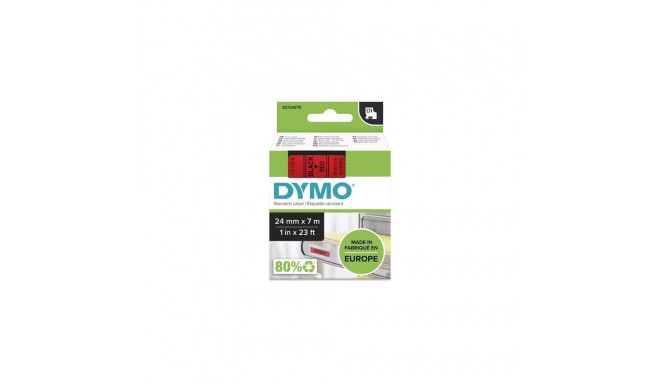DYMO Authentic D1 Labels | 24mm x 7m Roll | Black Print on Red | Self-Adhesive Labels for LabelManag