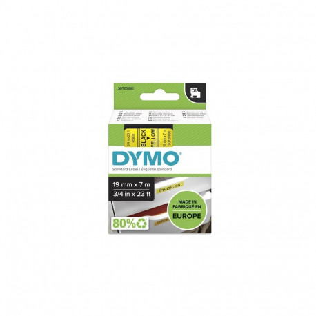 DYMO Authentic D1 Labels | Black Print on Yellow Tape | 19 mm x 7 m | Self-Adhesive Labels for Label