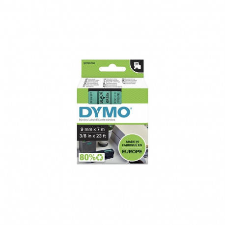 DYMO Authentic D1 Labels | Black Print on Green Tape | 9 mm x 7 m | Self-Adhesive Labels for LabelMa