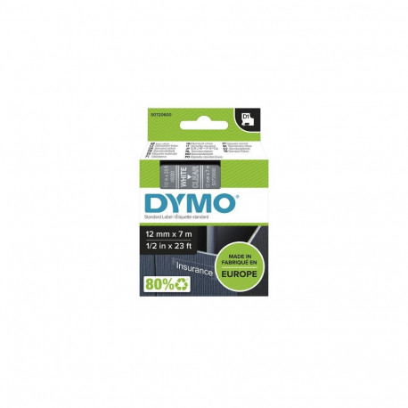 DYMO Authentic D1 Labels | White Print on Clear Tape | 12 mm x 7 m | Self-Adhesive Labels for LabelM