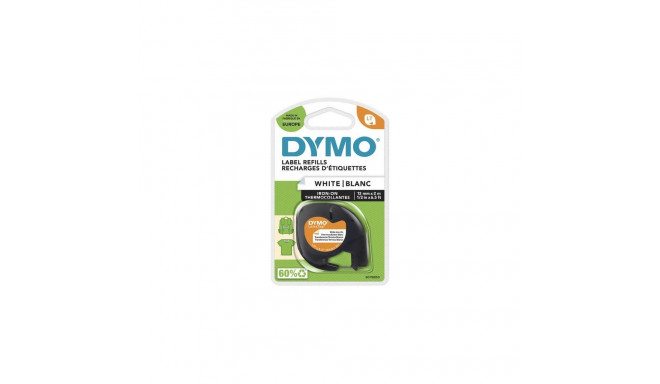 DYMO LetraTag Iron-On Fabric Labels | Authentic | 12 mm x 2 m Roll | Black Print on White | Iron-On 