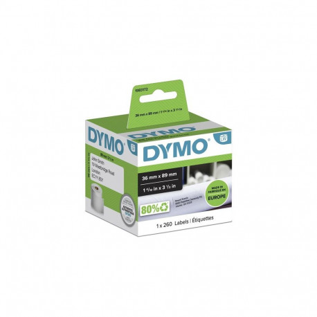 DYMO Authentic LabelWriter Large Address Labels | 36 mm x 89 mm | Roll of 260 | Black Print on White