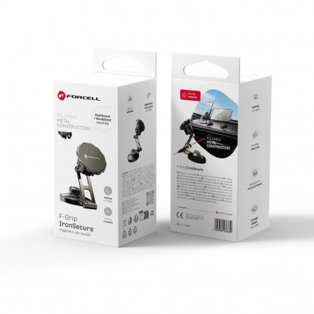 Magnetic car phone holder Forcell F-Grip IronSecure windshield / dashboard black