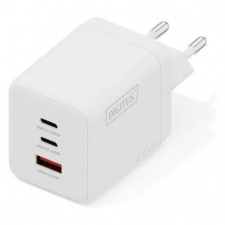 DIGITUS USB GaN laadija 100W, 2x USB-C, 1x USB-A