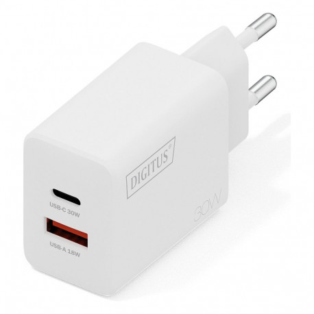DIGITUS USB GaN laadija 30W, 1x USB-C, 1x USB-A