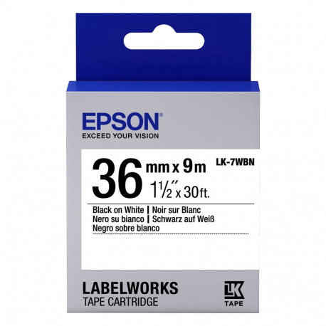 Epson LabelWorks LK-7WBN must valgel rull (3,6 cm x 9 m)