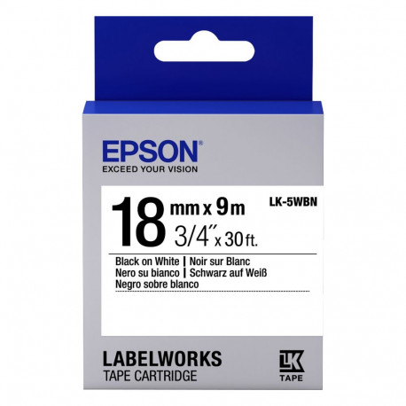 Epson LabelWorks LK-5WBN must valgel rull (1,8 cm x 9 m)