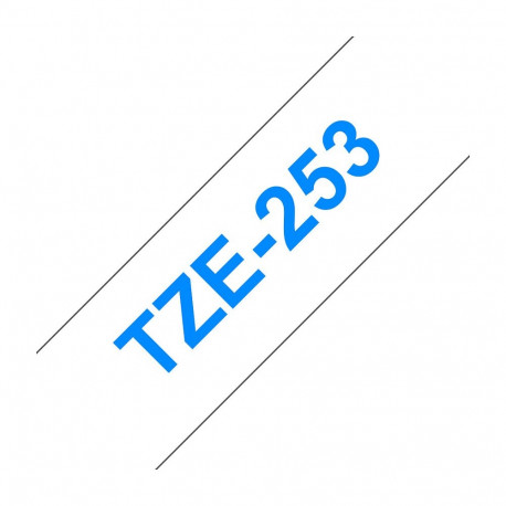 Brother TZE253 etiketiteibi kassett 24mm valge/sinine