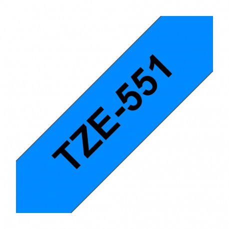 Etiketiteip TZe-551 (lamineeritud) must sinisel 24mm x 8m