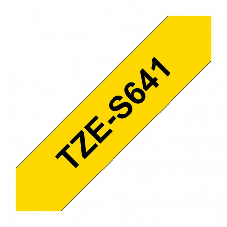 "Brother TZe-S641 Schriftband, 18mm x 8m, schwarz auf gelb, stark klebend"
