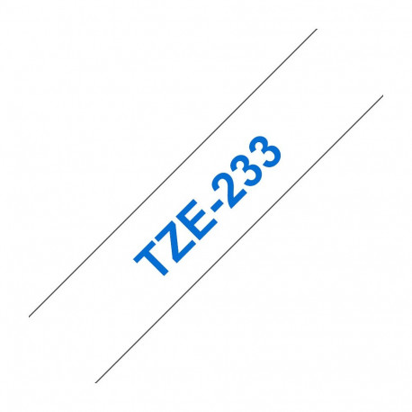 Brother TZe-233 etiketiteip, 12mm x 8m, sinine valgel, iseliimuv