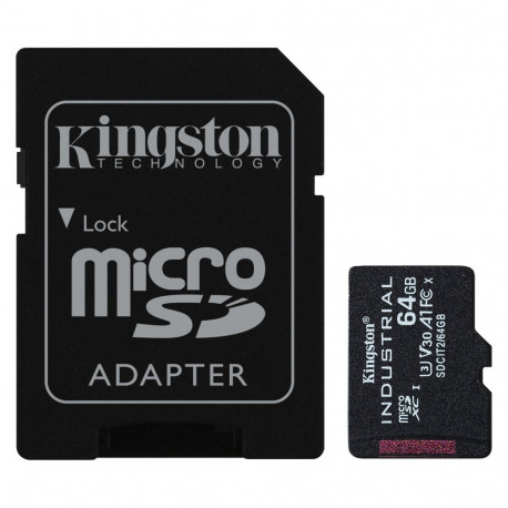 Kingston Industrial 64GB microHC mälukaart 100MB/s + adapter