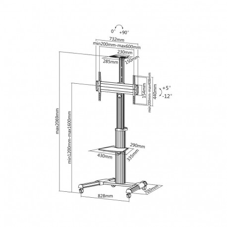 "ROLINE LCD-/TV-Rollstnder, 37-70 Zoll, bis 50 kg, silberfarben"