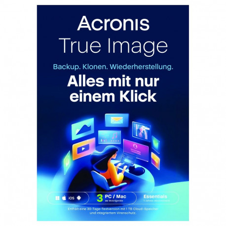 "Acronis True Image Essentials - 3 Computers - 1 year subscription - ESD-Download"