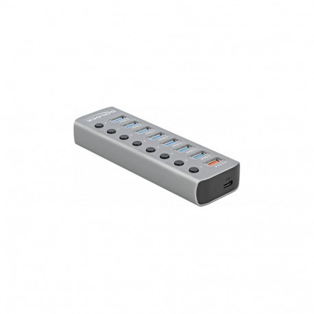 "USB 5 Gbps Hub mit 7 Ports + 1 Schnellladeport + 1 USB-C™ PD 3.0 Port mit Schalter und Beleuchtung"