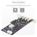 4-pordiline USB-A PCIe kaart 5Gbps
