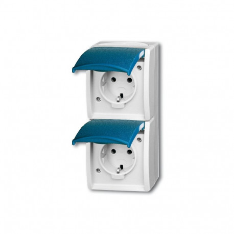 "BUSCH JAEGER BJ 20-02EW-53 Steckdose m.Klappdeckel senkrecht 2f ocean IP44 grau/blau"