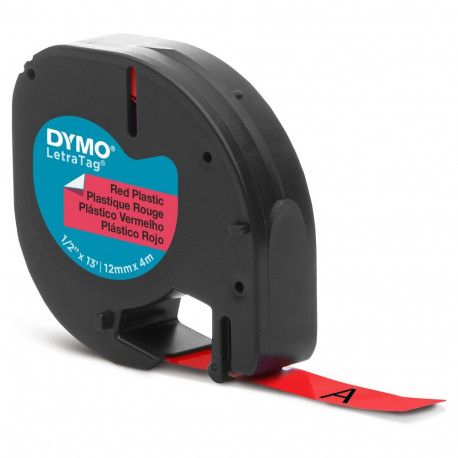 Dymo LabelWriter LetraTag plastetiketid 12mm x 4m, must punasel taustal (S0721630)