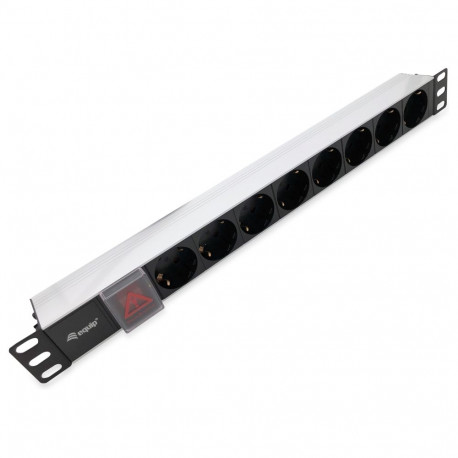 Equip 19" (1HE) 8-osaline Schuko toitepaneel 1.8m alumiinium