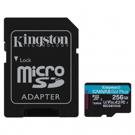 "CARD Kingston 256GB microXC Canvas Go Plus Gen4 200MB/s A2 U3 V30 Card + Adapter"