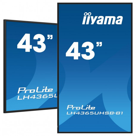 "109cm/43"" (3840x2160) iiyama ProLite LH4365UHSB-B1 16:9 4K IPS Touch 8ms 60Hz 24/7 2xHDMI DP LAN W