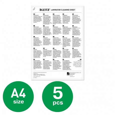 Laminaatori puhastuskartong A4 (pakis 5 A4 lehte), Leitz iLam Cleaning Sheets