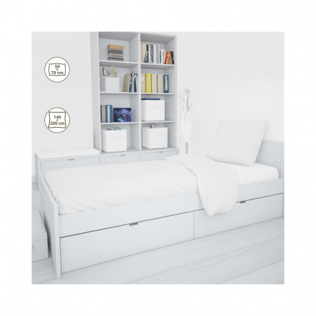 BED COV SET STRIPED SATEEN WHITE 140X200