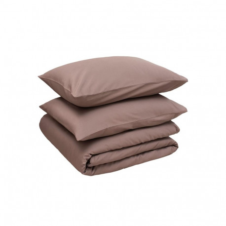 BED COV SET SOLID BROWN SATEEN 140X200