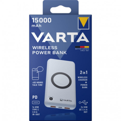 Varta Wireless Power bank-charger Energy 15000mAh 57908 external battery (powerbank)-charger