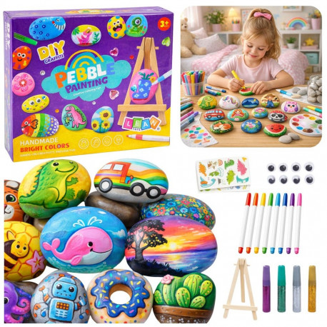 DIY kivide värvimise loomekomplekt, vildikad ja säraliimid