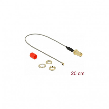 "Antennenkabel RP-SMA Buchse zum Einbau Ferritkern zu I-PEX Inc., MHF® I Stecker 1.13 20 cm Gewindel