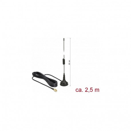 GSM / UMTS / LTE antenn SMA-pistikuga 2 dBi jäik ringsuunaline koos RG-174 ühenduskaabliga 2,5m väli