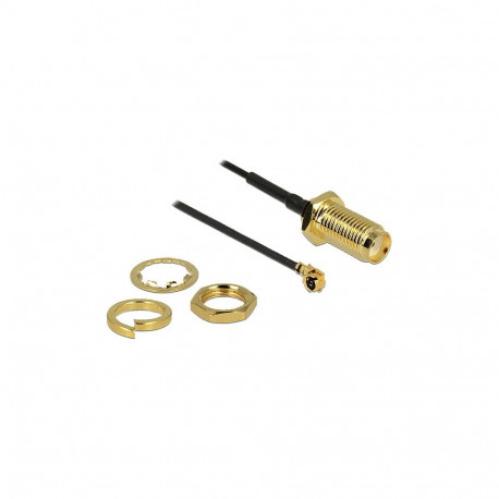 "Antennenkabel SMA Buchse zum Einbau zu I-PEX Inc., MHF® I Stecker 1.13, 7 cm Gewindelänge 10 mm"