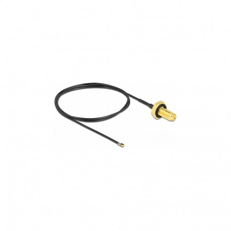 "DELOCK Antennenkabel SMA Buchse zum Einbau zu MHF 4L LK Stecker 1.37 50cm Gewindelnge 10mm spritzwa