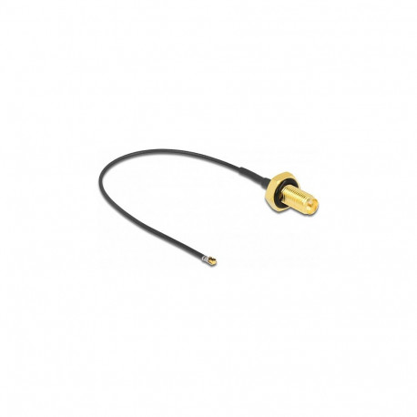 "DELOCK Antennenkabel RP-SMA Buchse zum Einbau zu MHF 4L LK Stecker 1.37 10cm Gewindelnge 10mm sprit