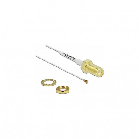 "Antennenkabel SMA Buchse zum Einbau zu I-PEX Inc., MHF® 4 Stecker 0.81, 20 cm Gewindelänge 10 mm we