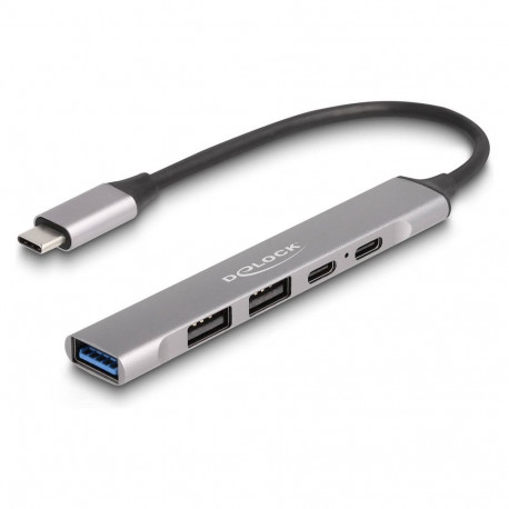 "4 Port Slim USB Type-C™ Hub mit 1 x USB 10 Gbps Typ-A + 2 x USB 2.0 Typ-A + 1 x USB 2.0 USB Type-C™