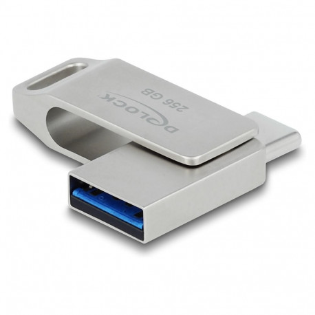 Delock 5 Gbps USB-C + Typ-A 256GB metallkorpusega mälupulk