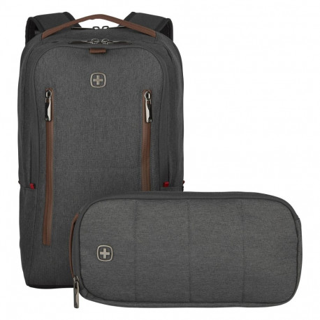 "WENGER City Upgrade 40.64cm 16Zoll Laptop Backpack w/ Cross Body Day Bag Grey"